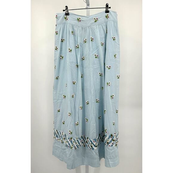 ANTIK BATIK Beata Embellished Gathered‎ Cotton Maxi Skirt Medium - Picture 6 of 13